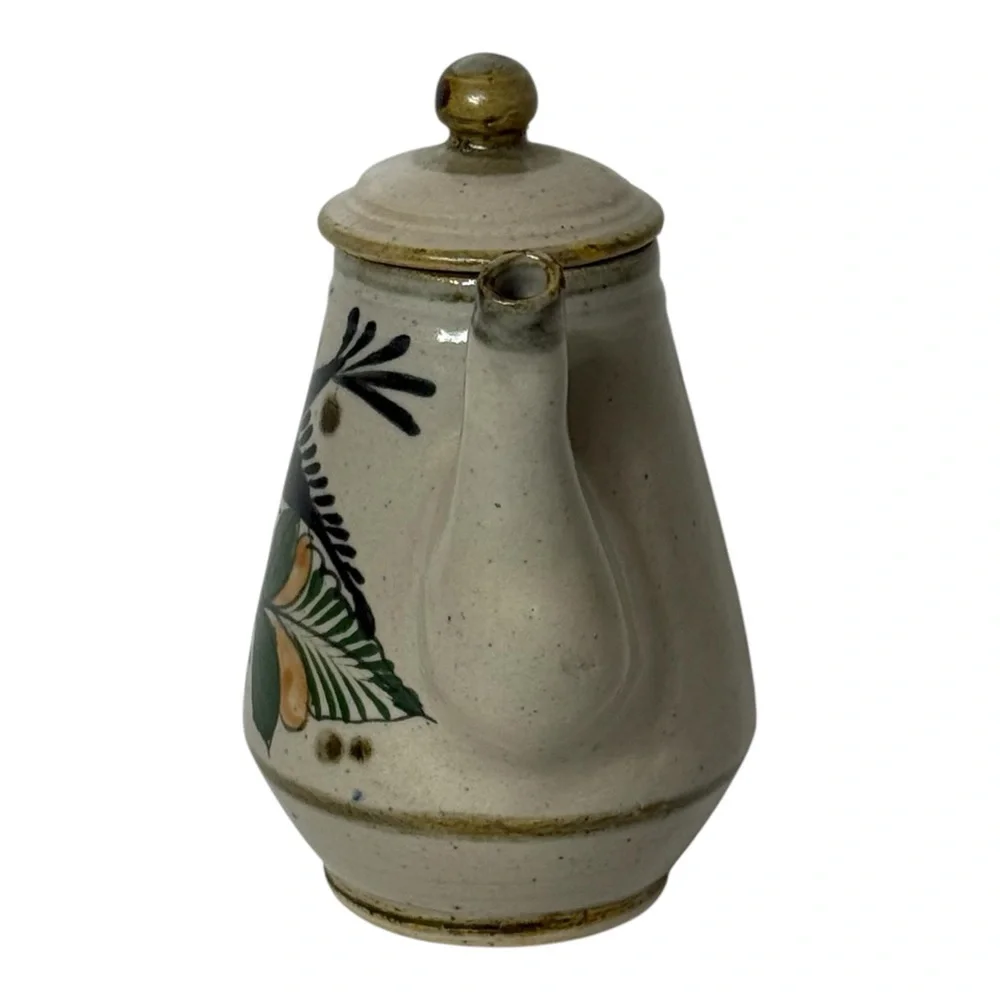 Tonala Pottery Handmade Pitcher‎ With Lid Cream Pitcher Signed Mexico